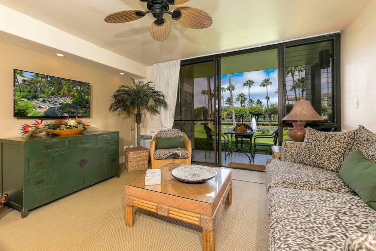 inside of a living room in a Kamaole Sands vacation rental